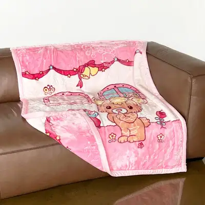 Character Microfiber Knee Blanket Pink Series (Camping Mini Nap Blanket Mink Student Office Throw)