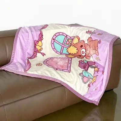 Character Microfiber Knee Blanket Purple Tone (Camping Mini Nap Blanket Mink Student Office)