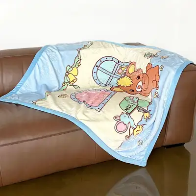 Character Microfiber Knee Blanket Blue Series (Camping Mini Nap Blanket Mink Student Office Throw)