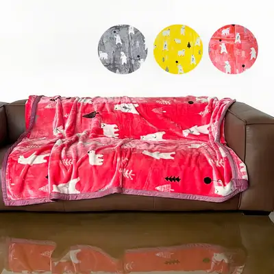 Polar Bear Microfiber Minky Blanket Car Camping Character Comforter