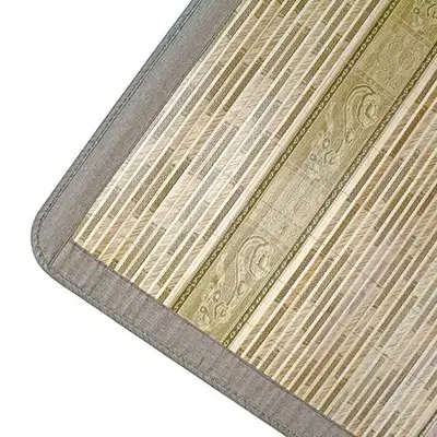 Green Bamboo Straw Mat Compressed Two-Tone Pattern Summer Single-Size Mat | Hospital Single Bed Camping Car Camping Mat