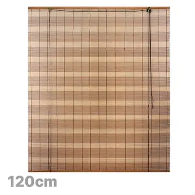 120cm ブラウンストライプ竹製自動ロールスクリーン（インテリア ドア用ロール ウッドロール 木製ロール 窓用ロール ブラインド）