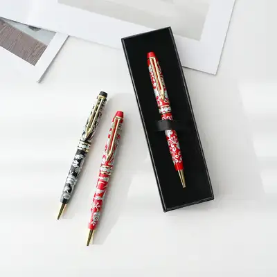 螺钿漆器草花/松鹤纹贝壳圆珠笔
