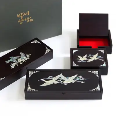 N 螺钿漆器贝壳名片盒+笔筒+礼品盒(特自动)