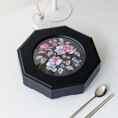 Premium Embroidered Lacquered Nine-Compartment Tray