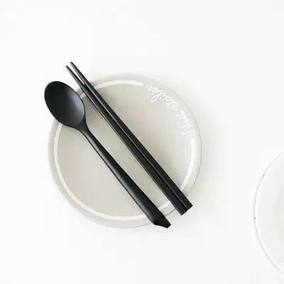 国产漆器儿童木制餐具套装(斜纹)M