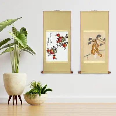 手绘壁挂卷轴 / (可选图案)