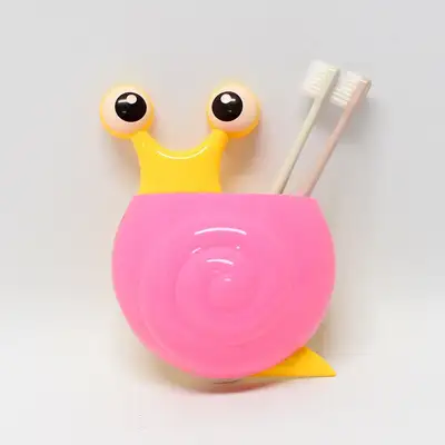 ピンク色のカタツムリ 歯ブラシ立て 吸盤 浴室 歯ブラシホルダー 収納