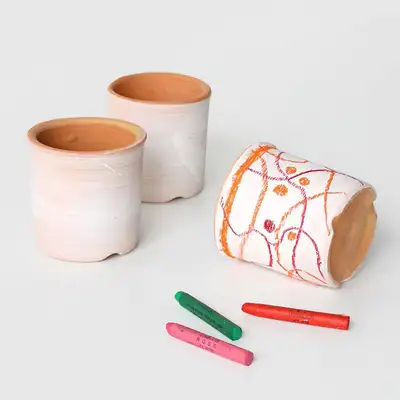 Round Terracotta Pot Decorating DIY Set (Interior Planter Painting Kit, Succulent Pot, Mom's Art Activity)