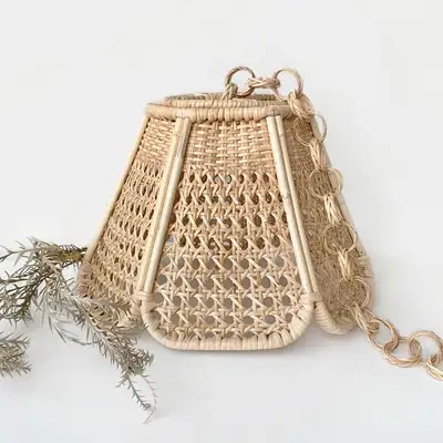 Hexagonal Flower Pendant Lamp Shade (Rattan Interior Light Shade Traditional Pub Decoration Cover)
