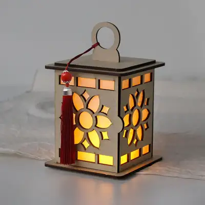 Flower 26 Traditional Lantern Craft Kit (Wood Mood Lamp, Korean Paper Lantern, LED Light, Coloring Book, Art Kit, Holiday DIY, Traditional Lantern)
