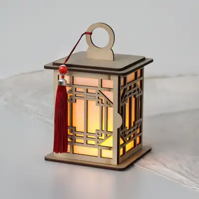 Octagonal 25 Traditional Lantern Making Kit (Wood Mood Light Korean Paper Lamp Lighting Coloring Book Art Kit Holiday DIY Traditional Lantern)