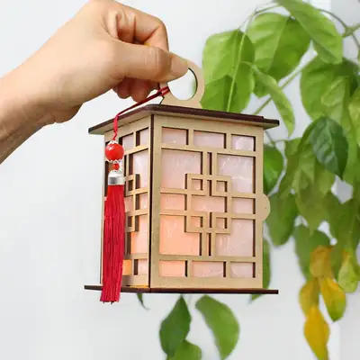 Square 24 Traditional Lantern DIY Kit (Wood Mood Light, Korean Paper Lantern, Lighting, Coloring Book, Art Kit, Holiday DIY, Traditional Lantern)