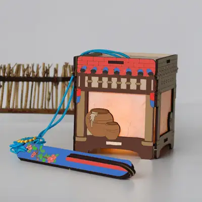Traditional Cheongsa Lantern DIY Craft Kit (Holiday Chuseok Making Craft Mood Light Coloring Art Supply)