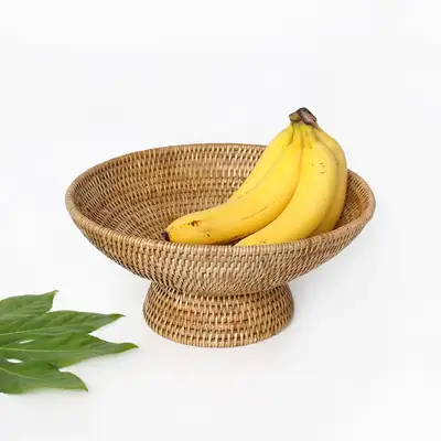 S 30cm Premium Rattan Fruit Basket Round | Seaweed Sokuri Dolsang Baekgilsang Bread Basket