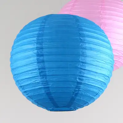 Blue 30cm Hanji Paper Lantern Shade | Traditional Hanok Japanese Restaurant