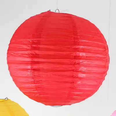 Red 30cm Hanji Lantern Shade | Paper Lantern Traditional Hanok Japanese Restaurant