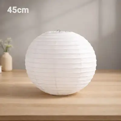 45cm White Hanji Lantern Shade (Plain Round Japanese-Style Paper Lantern Korean House Izakaya Interior Mood Light Decor)
