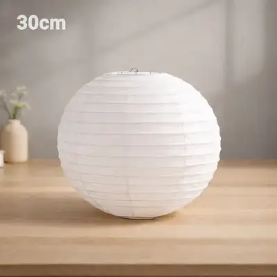 30cm White Hanji Paper Lampshade (Plain Round Japanese-style Paper Lantern Hanok Izakaya Interior Mood Light Decor)