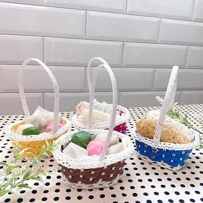 ミニハンドル カラー紙製バスケット (イースターエッグ復活祭卵バスケット ハロウィンお菓子 団体ギフト 韓菓子 餅バスケット)