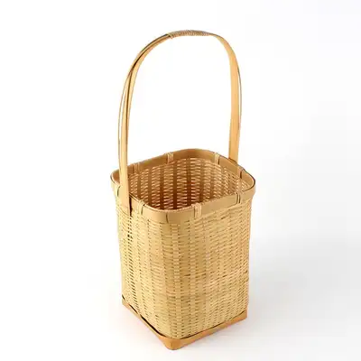 A. 19cm ロング竹製かごバッグ | ピクニック お弁当バスケット