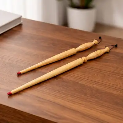国産木製指揮棒 2個セット（39cm 56cm 天然木 指示棒 多用途 木製スティック 学院 講義 躾 教育棒）