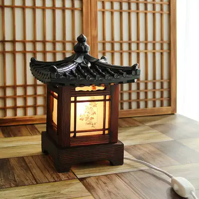 传统韩屋方形瓦房四君子韩纸氛围灯(新)