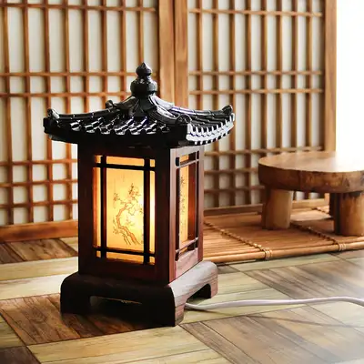 传统韩屋四角瓦房四君子宣纸氛围灯(超迷你)