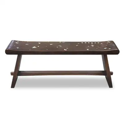 贝壳蝴蝶原木长椅D 传统古家具 仿古家具 贝壳家具