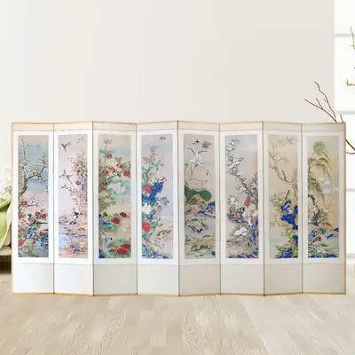 名画花鸟图民画宴会用8扇屏风+赠送橡胶垫片(05)