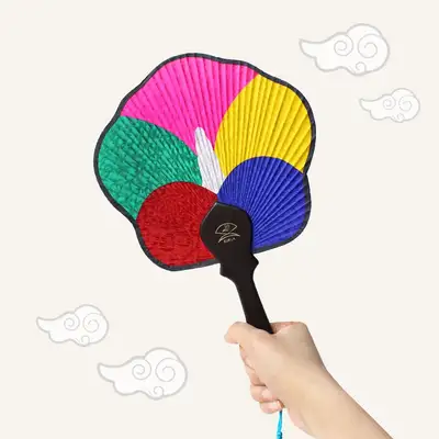 Korean-Made Rose of Sharon Small Fan (Traditional Korean Souvenir, Foreign Gift, Folk Summer Fan, Theater Dance Prop)