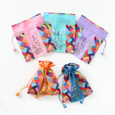 Bojagi Embroidered Ramie Pouch 2024 | Lucky Money Pouch Bulk Gift Wrapping
