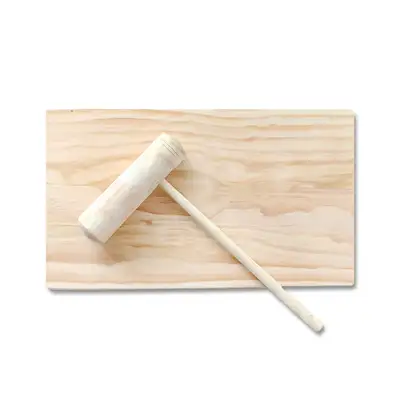 Korean Traditional Rice Cake Making Experience Set - Mallet S + Board 60 (Pestle, Hammer, Cutting Board, Bowl)