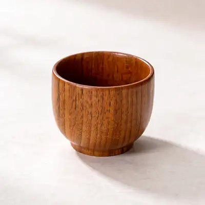 Wood Lacquered Mini Soju Cup Single (Sensibility Camping Round Drinking Glass Wooden Tea Cup Kitchen Interior Vintage Prop)