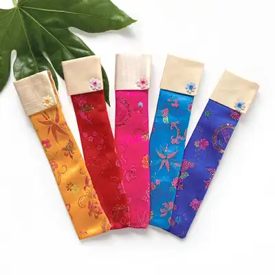 国産絹綾織刺繍扇子入れ（伝統扇ケース 巾着 箸入れ 工芸品 団体ギフト 記念品 販促品）