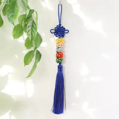 ブルー房鈴結び | 伝統菊花アクセサリー 名節ギフト 工芸小物