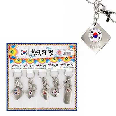 伝統韓国記念品 メタルキーリング 5P（外国人ギフト 返礼品 販促品 キーリング 観光 旅行 名節 団体ギフト）