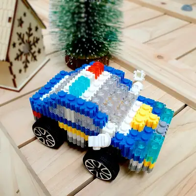 LED パトカー ディフォームブロック デザインセット | おもちゃ ぽむぽむカラー