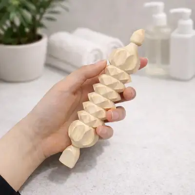 国産ヒノキ材 マルチハンドマッサージャー L（木製指圧棒 手指針 携帯用 経络 突起 無垢材 健康 マッサージスティック）