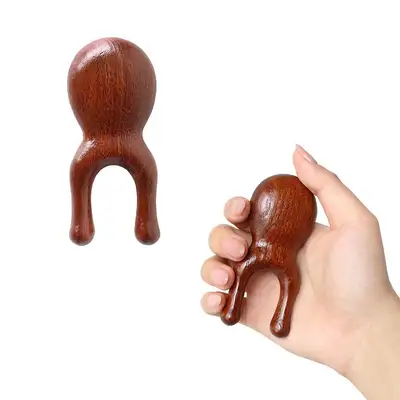 Wood Octopus Gua Sha Massage Stick 1P (Portable Handheld Acupressure Tool for Scalp, Foot & Body Meridian Massage)