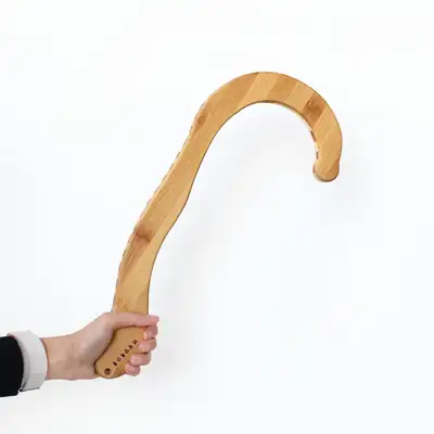 Damyang Bamboo Hook-Shaped Massage Tool Small | Question Mark Back Neck Massage Natural Wood Root Frozen Shoulder Muscle Relief