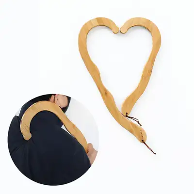 Damyang Bamboo Hook Massager | Question Mark Design for Trapezius and Neck Muscle Massage, Wooden Back Scratcher for Frozen Shoulder