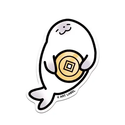 [K ART LABEL] K0014 Ancient Coins and Harp | Harp Seal