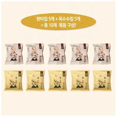 プンシムダン ライスクラッカー 玄米チップ 5個、トウモロコシチップ 5個 (30g×10個) ビーガン ヘルスケア スナック