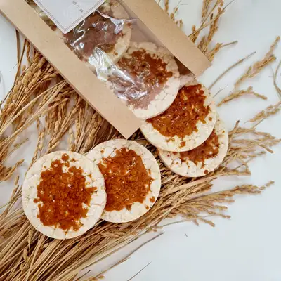 風心堂 大きい月 玄米 ダルゴナ 米菓子 (10個入) ビーガンスナック