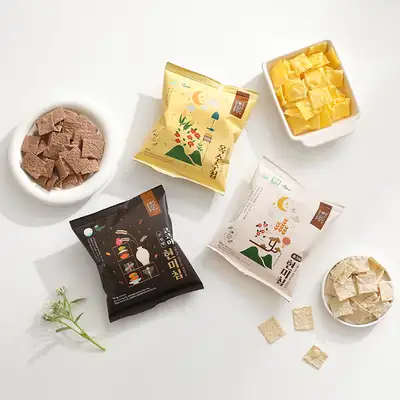 Poongshimdang Rice Cake Brown Rice Chips 3pcs, Sugar-Free Cocoa Brown Rice Chips 3pcs, Sugar-Free Corn Chips 3pcs (30g x 9pcs)