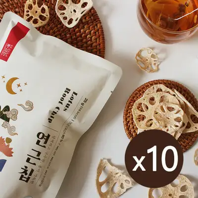 Poongsimdang Better Tasting Lotus Root Chips (25g x 10 pieces) Vegan, Low Sugar, Sugar-Free Snack