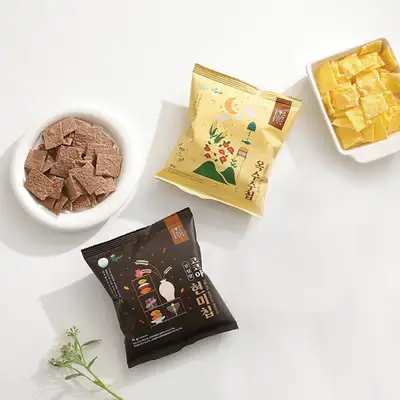 Pungssimdang Rice Cake Cocoa Brown Rice Chips 5 Count, Corn Chips 5 Count (30g x 10 Pieces) Vegan Healthy Snack