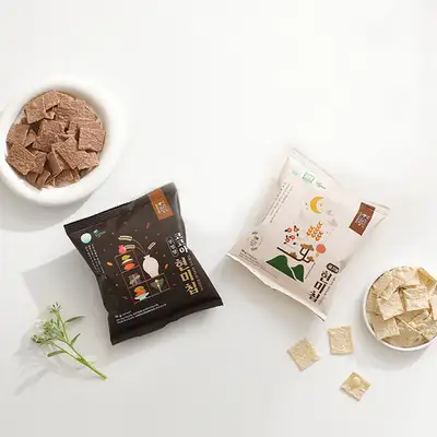 Poongsim-dang Brown Rice Chips Mixed Set - Original 5 pieces + Sugar-Free Cocoa 5 pieces (30g x 10 pieces)
