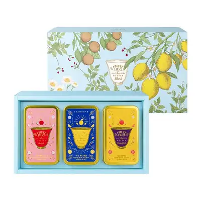 Fruit Hug Tea Can 3-Piece Set (Grapefruit Black Tea & Lemon Chamomile & Green Mandarin Jasmine)